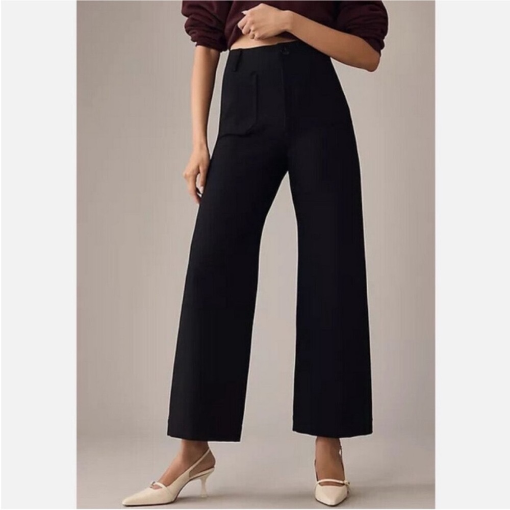 Anthropology Maeve The Colette Pointe Wide Leg Black Pants 6